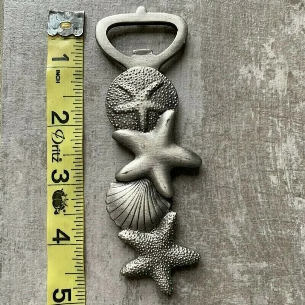 Stainless Steel Seashell Starfish Sand Dollar Bottle Opener Nautical Beach Bar